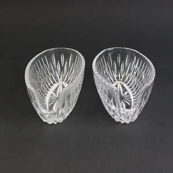 Lot Of 2 Princess House Highlights Pattern Clear Glass Spoon Holder 5.5" Long