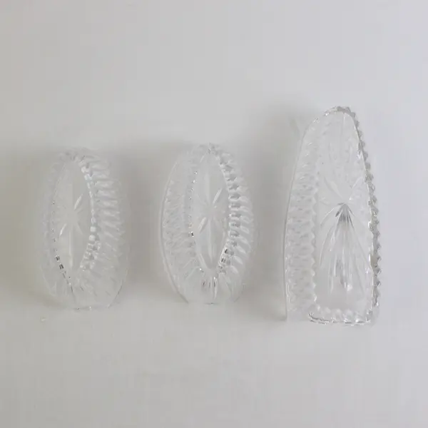 Lot Of 3 Princess House Highlights Pattern Clear Glass 2 Spoon & 1 Knife Holder
