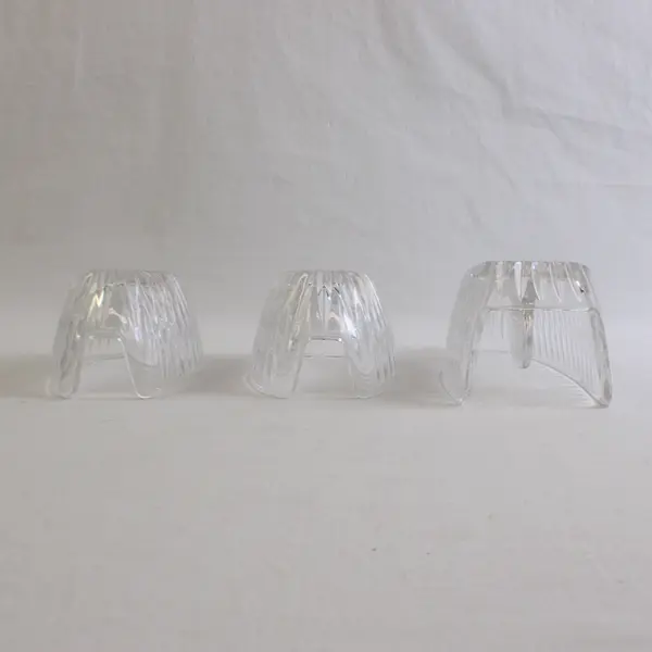 Lot Of 3 Princess House Highlights Pattern Clear Glass 2 Spoon & 1 Knife Holder