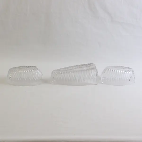 Lot Of 3 Princess House Highlights Pattern Clear Glass 2 Spoon & 1 Knife Holder