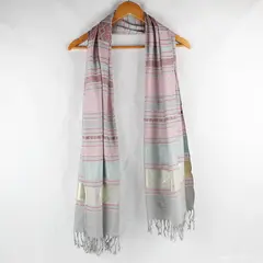 Women's Multicolor Striped Boho Elephant Design Fringed Scarf 27" x 68"