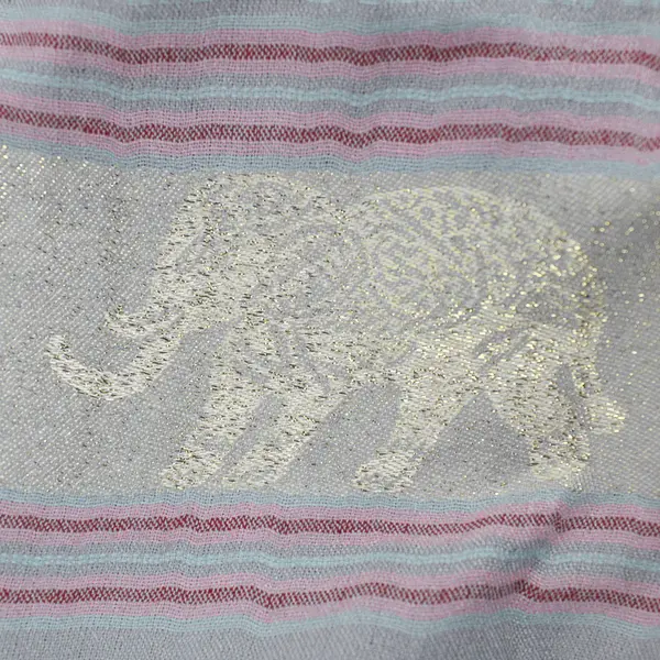 Women's Multicolor Striped Boho Elephant Design Fringed Scarf 27" x 68"