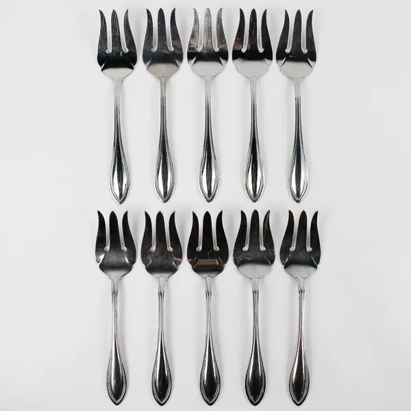 Lot of 10 Oneida Silver Arbor Meat Forks Stainless Flatware