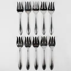 Lot of 10 Oneida Silver Arbor Meat Forks Stainless Flatware