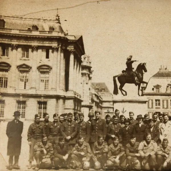 WWII Chaplain Group Photo Versailles Peace Palace April 1945 Gillette Vandegrift