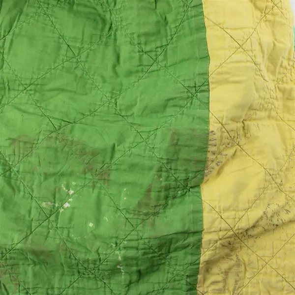 Unbranded Handmade Green/Yellow Quilt Throw Blanket 48.5" x 78"