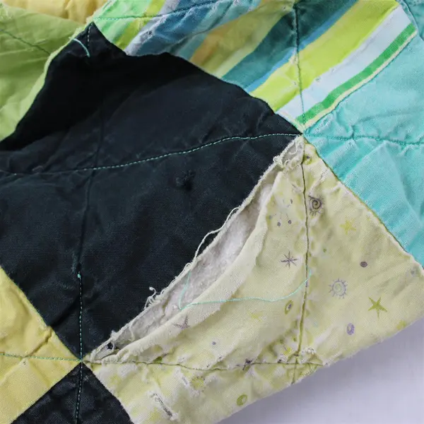 Unbranded Handmade Green/Yellow Quilt Throw Blanket 48.5" x 78"