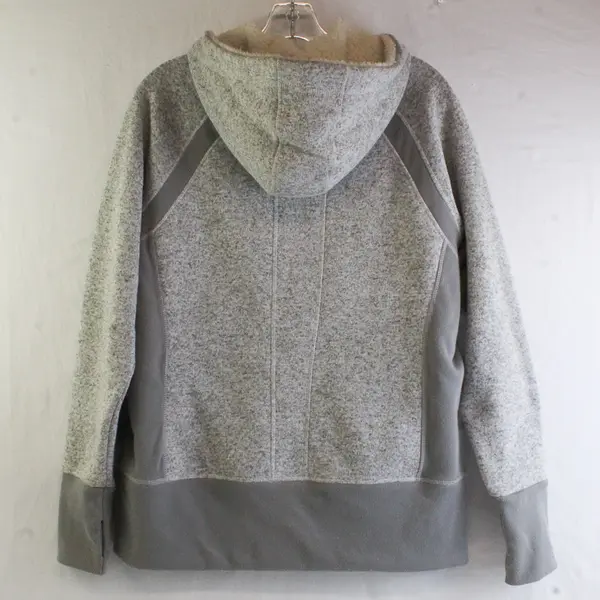 IDEOLOGY Women's L Gray & White Faux-Sherpa Lined Full Zip Hooded Jacket