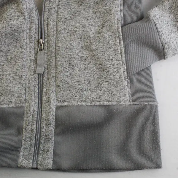 IDEOLOGY Women's L Gray & White Faux-Sherpa Lined Full Zip Hooded Jacket