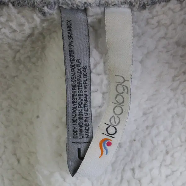 IDEOLOGY Women's L Gray & White Faux-Sherpa Lined Full Zip Hooded Jacket