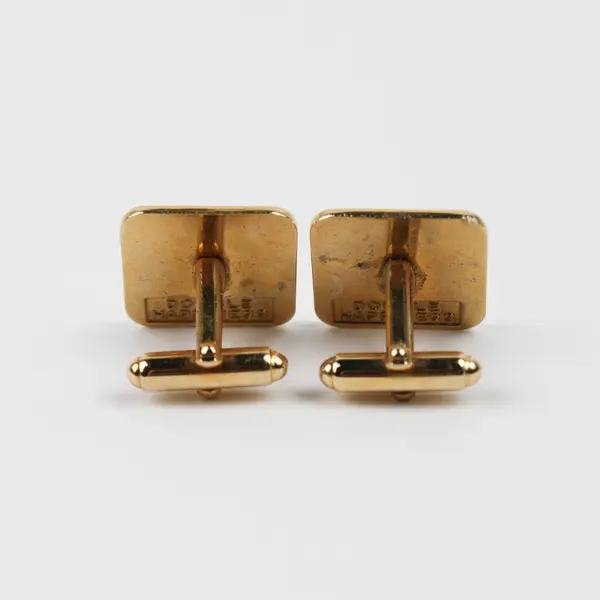 Vintage Gold Tone Square Cufflinks Asian inspired "Double Happiness " on Back