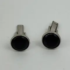 Pair of Men's Black & Silver Tone Circular Cufflinks