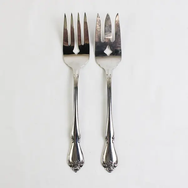 Lot of 2 Oneida Arbor Rose-True Rose Meat Fork Stainless Flatware