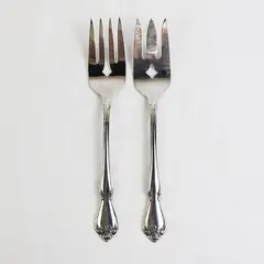 Lot of 2 Oneida Arbor Rose-True Rose Meat Fork Stainless Flatware