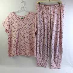 Kensie Women's L Pink & Black Hearts Matching Pajama Set Shirt and Jogger Pant