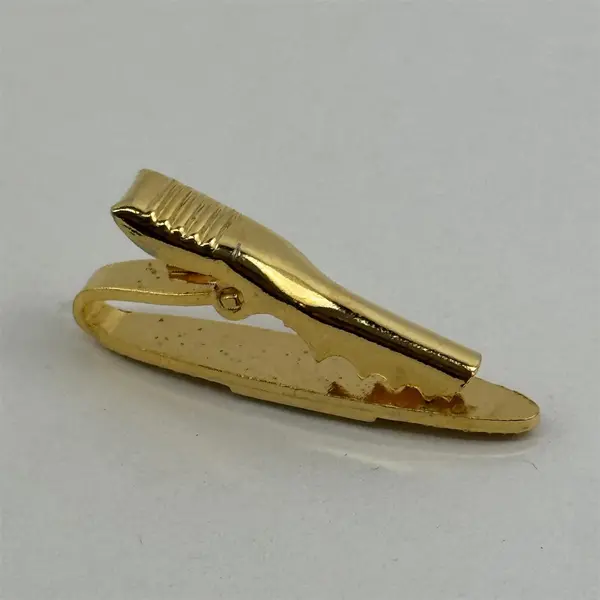 Two Small Misc. Men's Neck Tie Clips, 1 gold tone one and 1  silver/ivory tone 