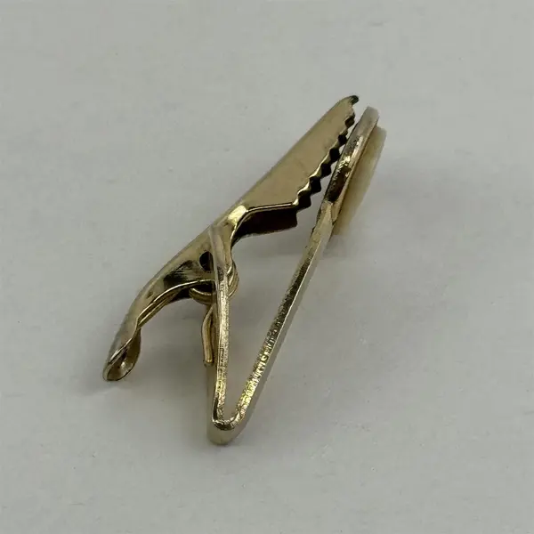 Two Small Misc. Men's Neck Tie Clips, 1 gold tone one and 1  silver/ivory tone 