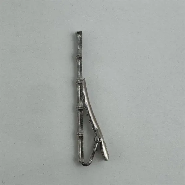 Pair of Men's Long Silver Tone Neck Tie Pins, 3.8 Length