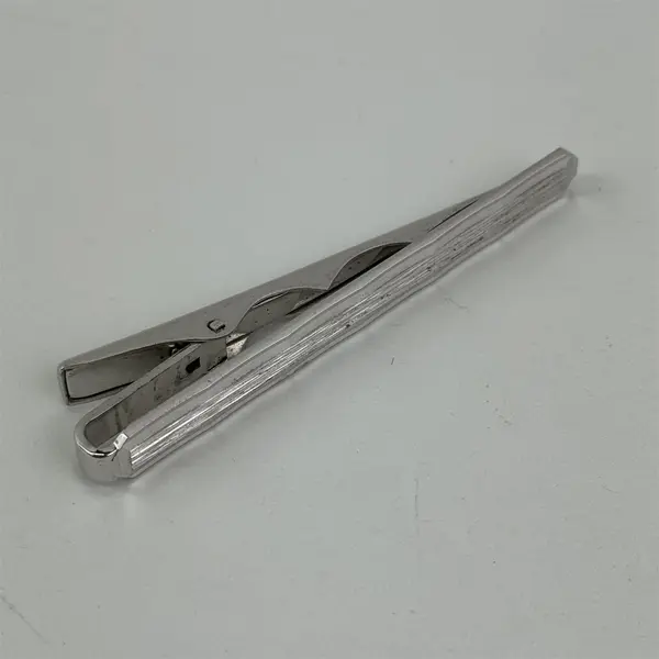 Pair of Men's Long Silver Tone Neck Tie Pins, 3.8 Length