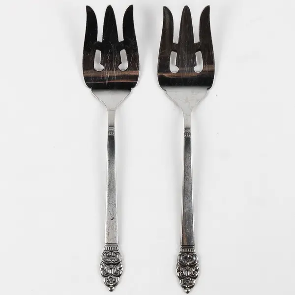 Lot of 2 Oneida Nordic Crown Stainless Cold Meat Serving Forks Flatware