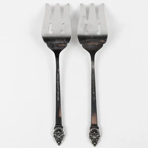 Lot of 2 Oneida Nordic Crown Stainless Cold Meat Serving Forks Flatware
