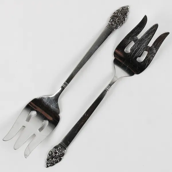 Lot of 2 Oneida Nordic Crown Stainless Cold Meat Serving Forks Flatware