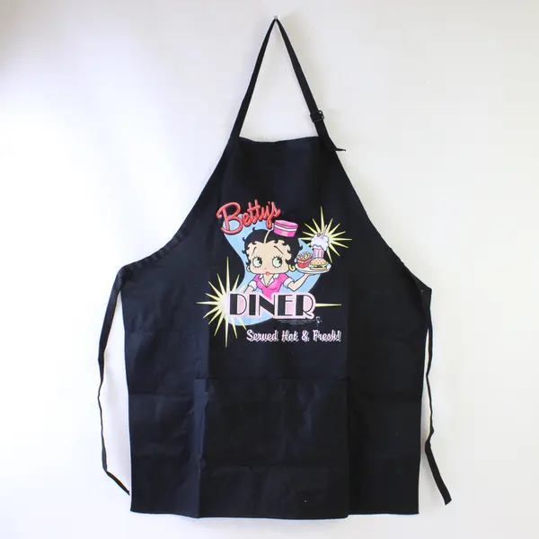 Betty Boop Apron Bettys Diner Black Adjustable 2004 Served Hot & Fresh