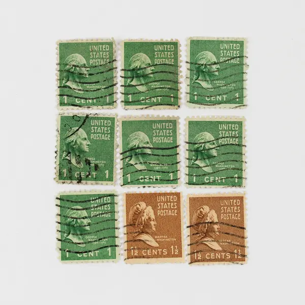 Lot Of 9 George Washington 1c Martha Washington 1.5c Stamps Used 1938 Prexies