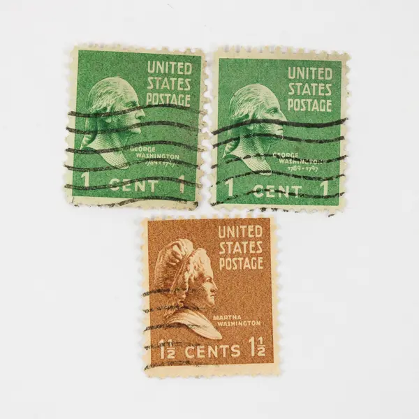 Lot Of 9 George Washington 1c Martha Washington 1.5c Stamps Used 1938 Prexies