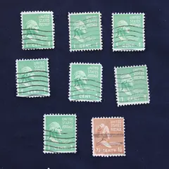 Lot Of 8 George Washington 1c Martha Washington 1.5c Stamps Used Prexies 1938
