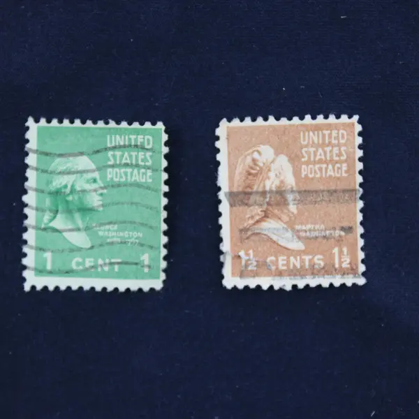 Lot Of 8 George Washington 1c Martha Washington 1.5c Stamps Used Prexies 1938