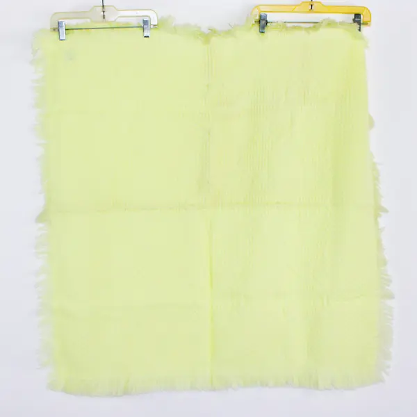 1960's Vintage BabyCrest Yellow Acrylic Waffle Knit Baby Blanket w/Fringe
