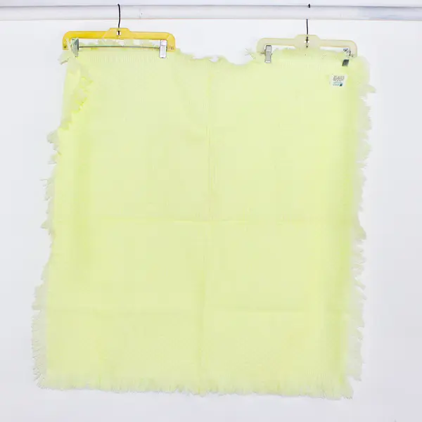 1960's Vintage BabyCrest Yellow Acrylic Waffle Knit Baby Blanket w/Fringe