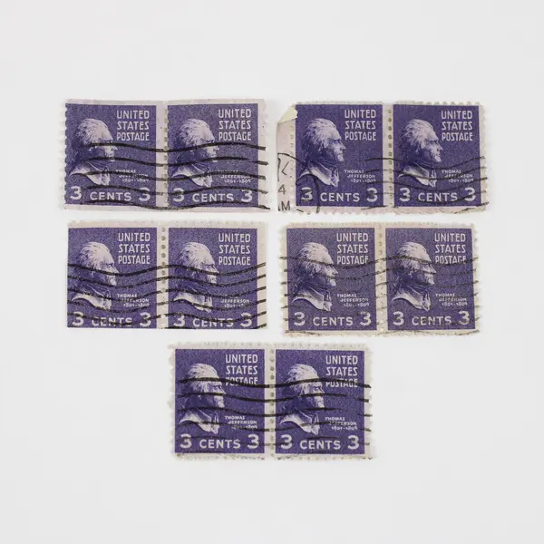 Lot Of 5 Thomas Jefferson 3c Stamp Pairs Used Canceled 1938 Prexies