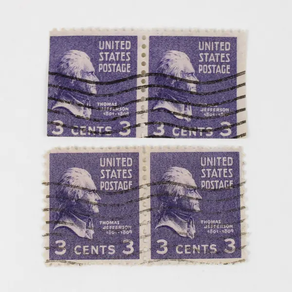 Lot Of 5 Thomas Jefferson 3c Stamp Pairs Used Canceled 1938 Prexies