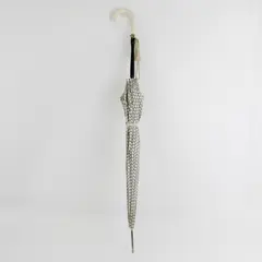 MCM PK Polan Katz Umbrella W/ Carved Vine Pattern Handle Beige dots On Gray