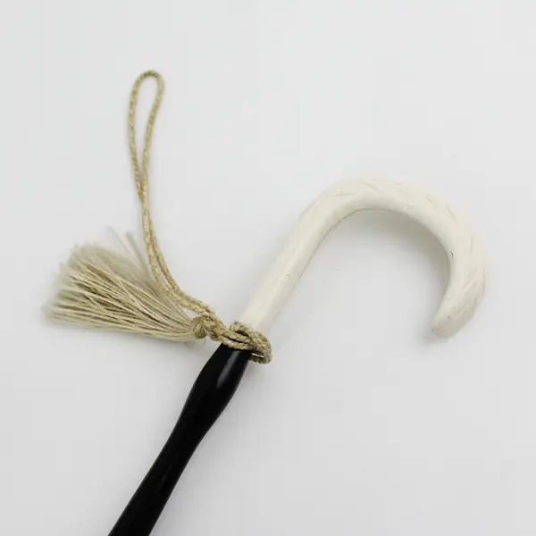 MCM PK Polan Katz Umbrella W/ Carved Vine Pattern Handle Beige dots On Gray