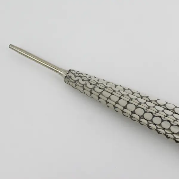 MCM PK Polan Katz Umbrella W/ Carved Vine Pattern Handle Beige dots On Gray