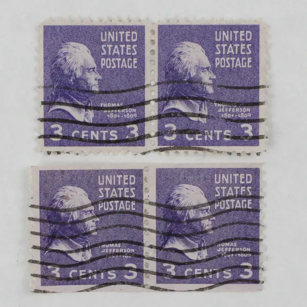 Lot Of 5 Thomas Jefferson 3c Stamp Pairs Used Canceled Prexies 1938 