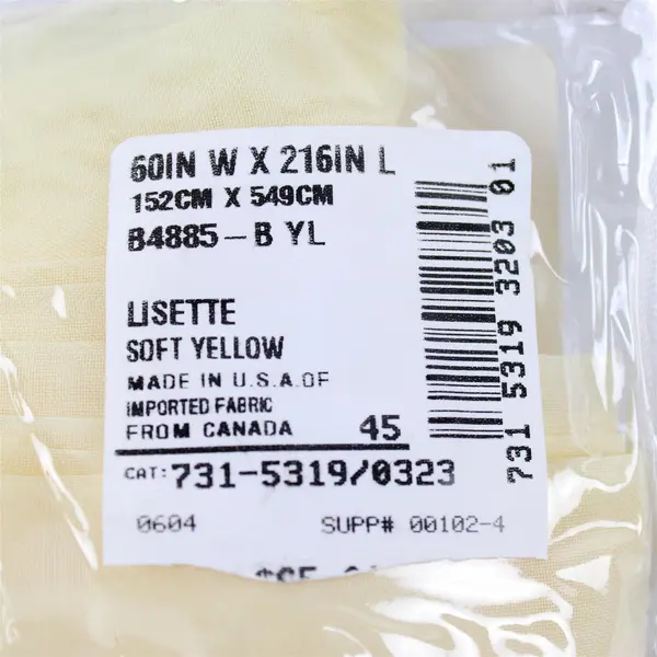JC Penny Home Collection Scarf Valance Lisette Butter Yellow Sheer 60" x 216"