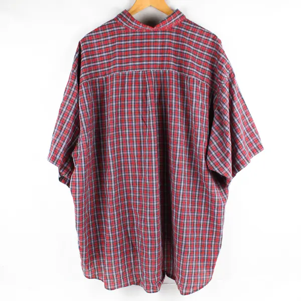 Puritan Red and Blue Plaid Short-Sleeved Button-Down Men's 3XL