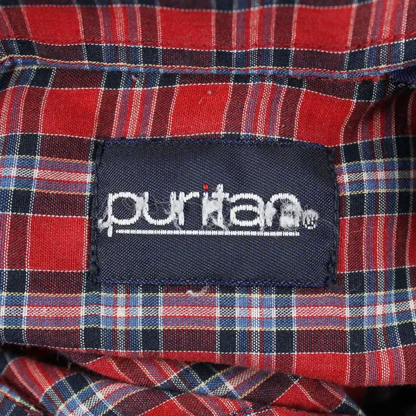 Puritan Red and Blue Plaid Short-Sleeved Button-Down Men's 3XL