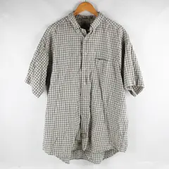 Arrow Dover Oxford Beige Blue Windowpane Short-Sleeved Button-Down Men's 2XL