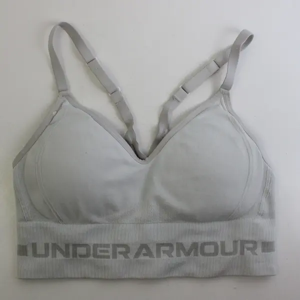 UNDER ARMOUR Women's SM Gray/White Low Impact Criss-Cross Back Sports Bra
