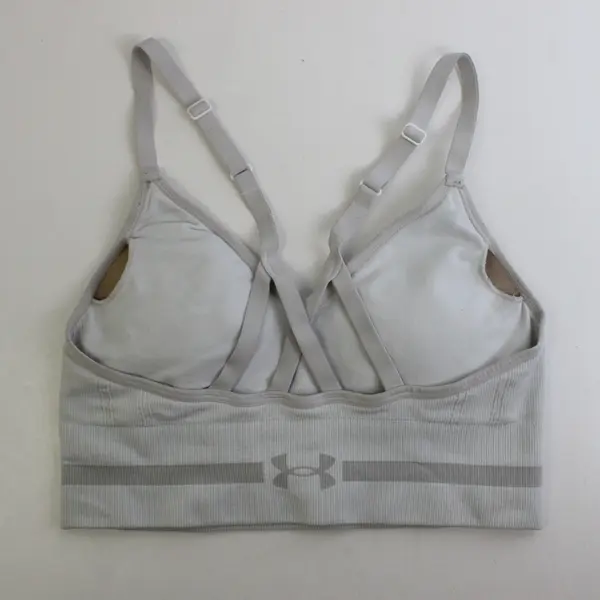 UNDER ARMOUR Women's SM Gray/White Low Impact Criss-Cross Back Sports Bra