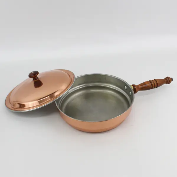 MCM Vintage Copper And Brass Chafing Dish With Stand And Sterno Pot