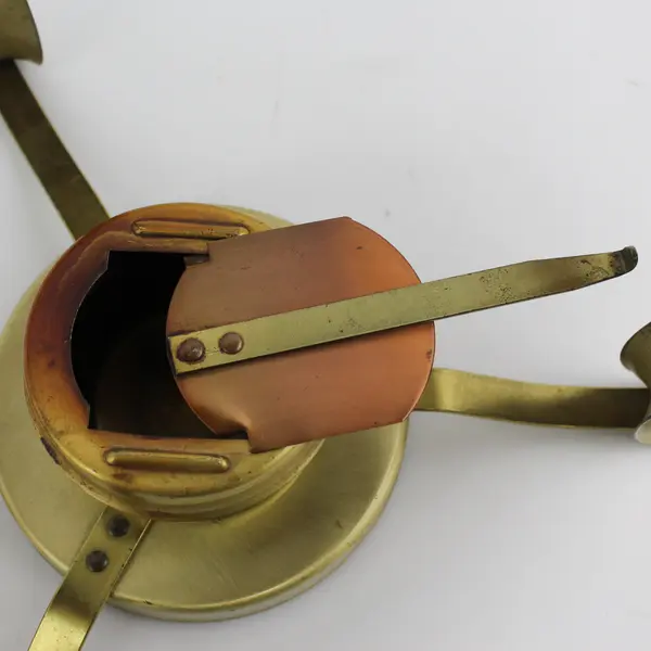 MCM Vintage Copper And Brass Chafing Dish With Stand And Sterno Pot