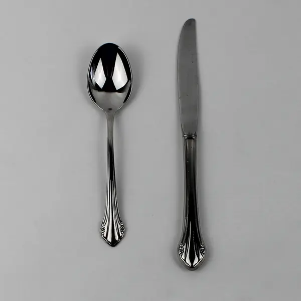 Lot of 2 Oneida Silver Bittersweet Pattern Stainless 1 Soup Spoon 1 Dinner Knife