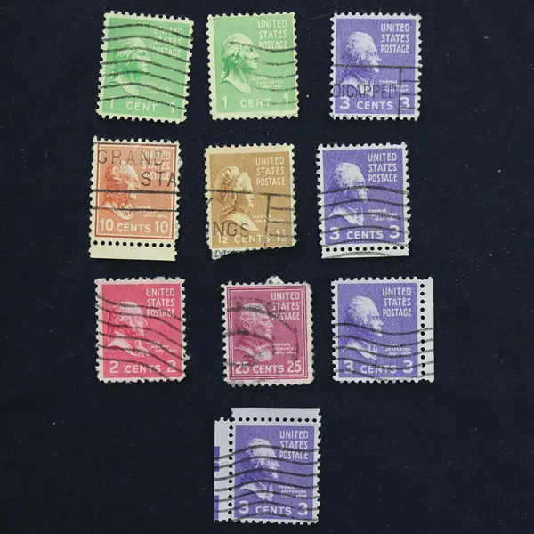 Lot Of 10 1/1.5/2/3/10/25c Stamps Used Presidential Prexies 1938