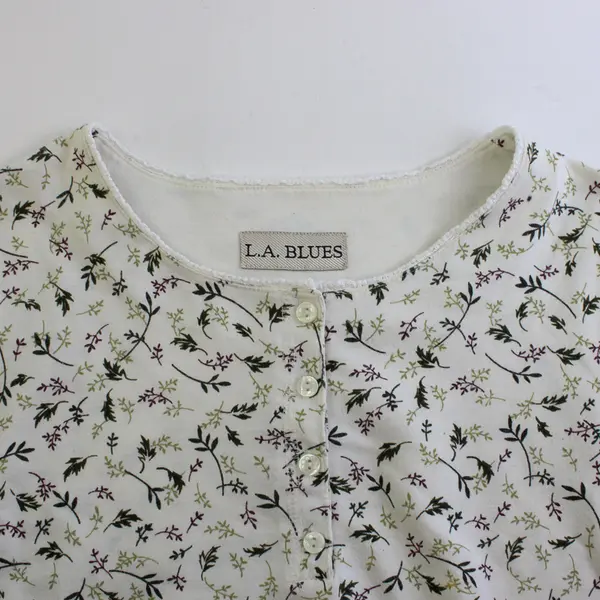 Vintage L.A. Blues Women's 14/16W Off-White w/ Leaf Decals Sleep Shirt